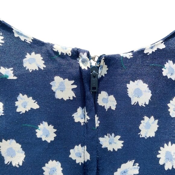 The Limited Floral Short Sleeve Romper with Pockets, Vintage, Navy Blue, Small - Picture 6 of 9